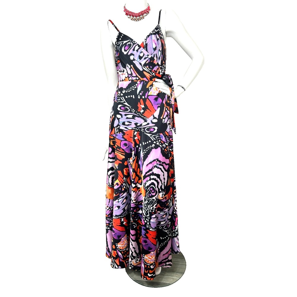 Hutch Butterfly Wrap Maxi Dress Small S Whimsigoth Graphic Swirls Cocktail EUC